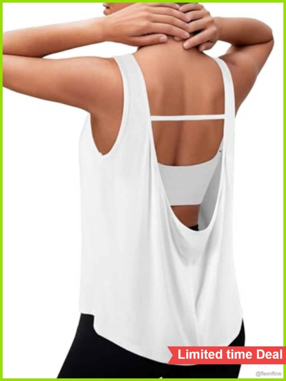 Open Back Workout Tank Top Sleeveless Athletic Gym Shirt Loose Fit